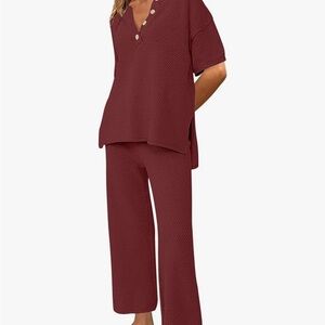 Elegant Burgundy Women's Lounge Set